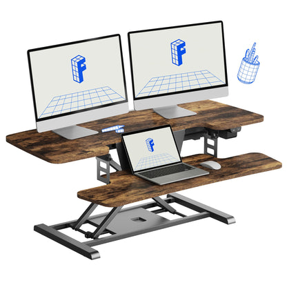Motorized Standing Desk Riser with Keyboard Tray