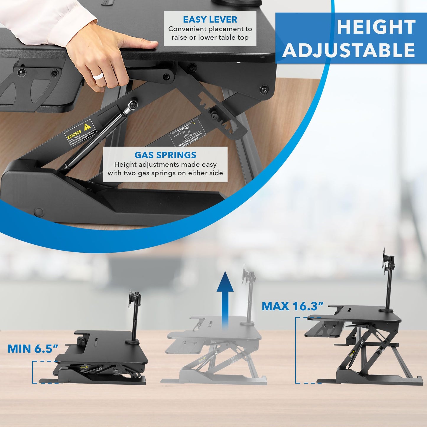 Dual Monitor Standing Desk Converter with Adjustable Lift