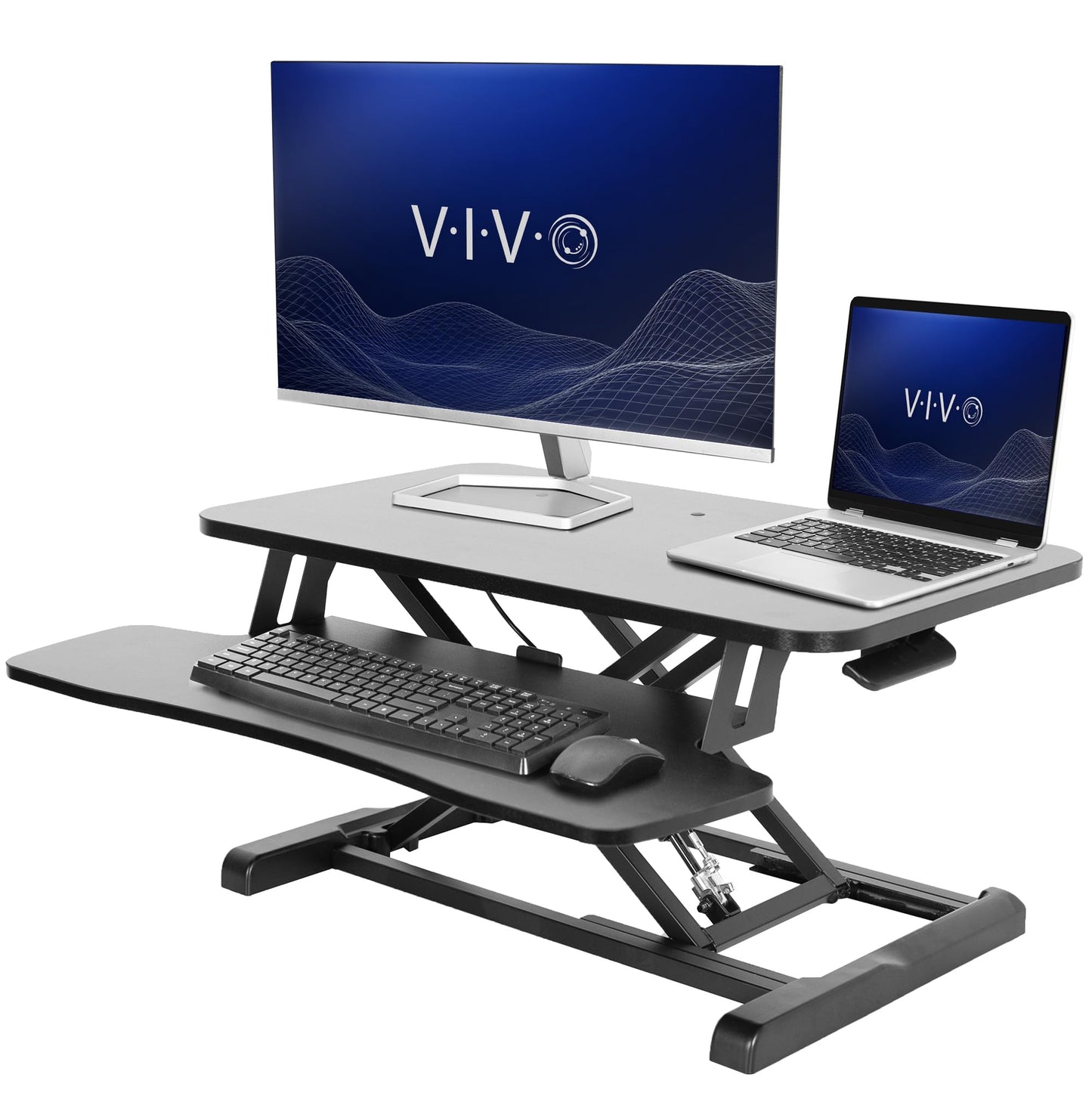 Height Adjustable Desk Converter with Dual Monitor Stand