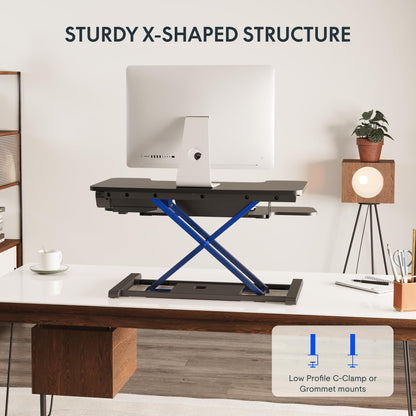 Motorized Standing Desk Riser with Keyboard Tray