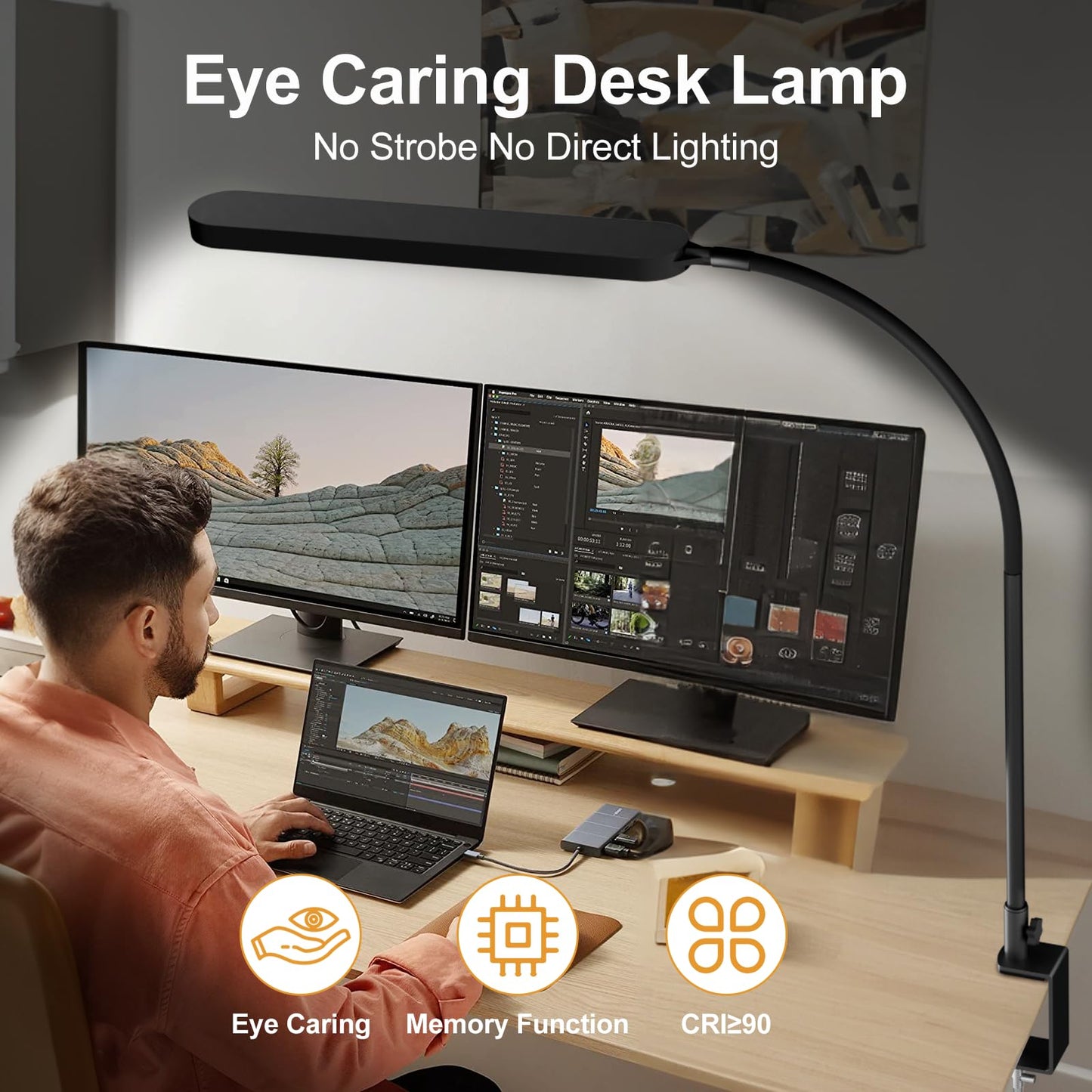 LED Desk Lamp with Adjustable Brightness and Modes