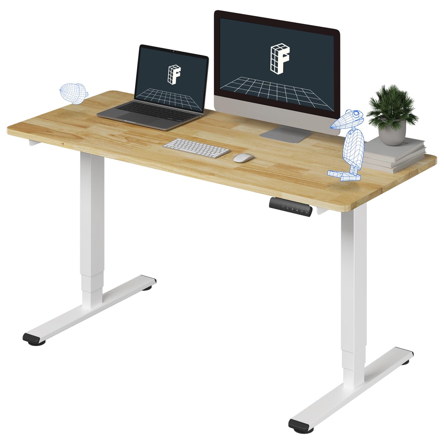 Dual Motor Electric Standing Desk with Bamboo Top
