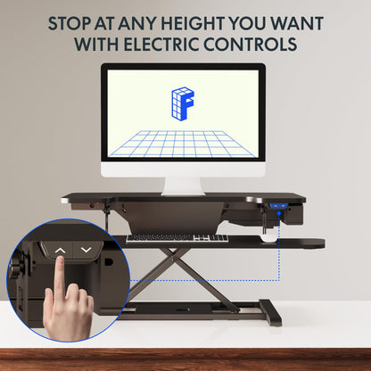 Motorized Standing Desk Riser with Keyboard Tray