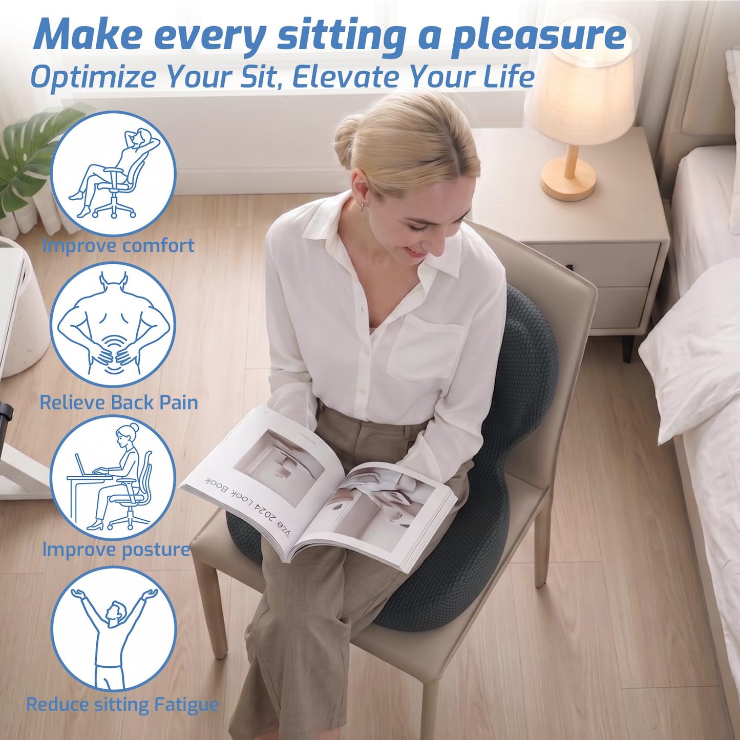 Ergonomic Memory Foam Seat Cushion with Lumbar Support