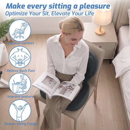 Ergonomic Memory Foam Seat Cushion with Lumbar Support