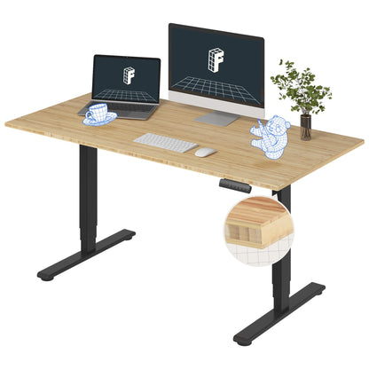 Dual Motor Electric Standing Desk with Bamboo Top