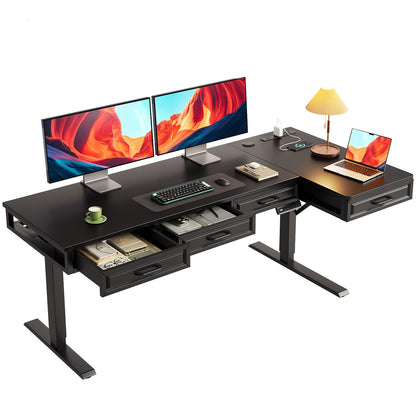Electric Standing Desk with L-Shaped Workstation