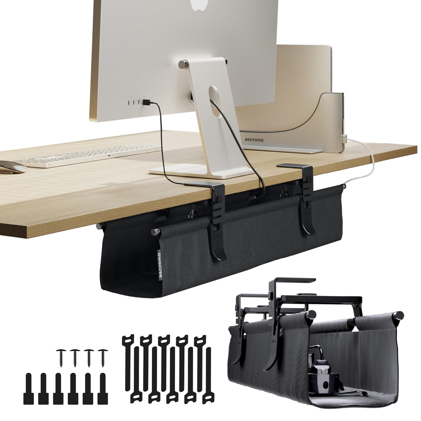 Fabric Under Desk Cable Management Tray Organizer