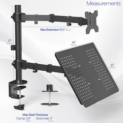 Single Monitor and Laptop Desk Mount Combo
