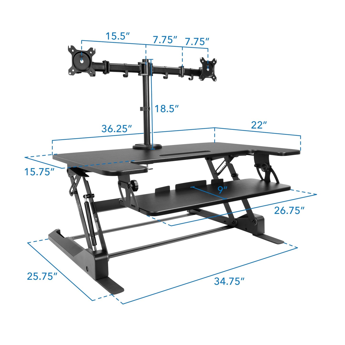 Dual Monitor Standing Desk Converter with Adjustable Lift