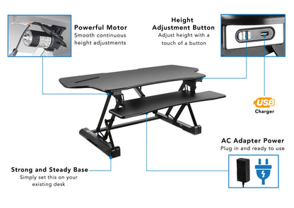 Electric Standing Desk Converter with Dual Monitor Setup