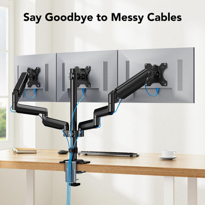 Triple Monitor Arm Desk Mount with Adjustable Stand