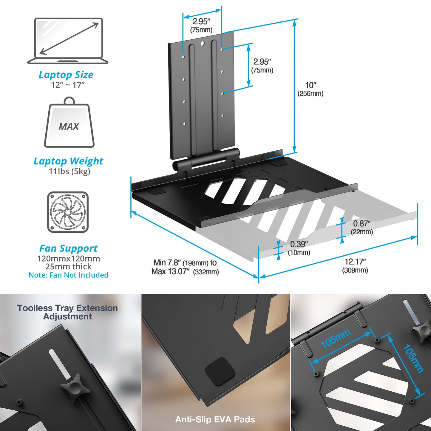 Laptop and Dual Monitor Arm Desk Mount