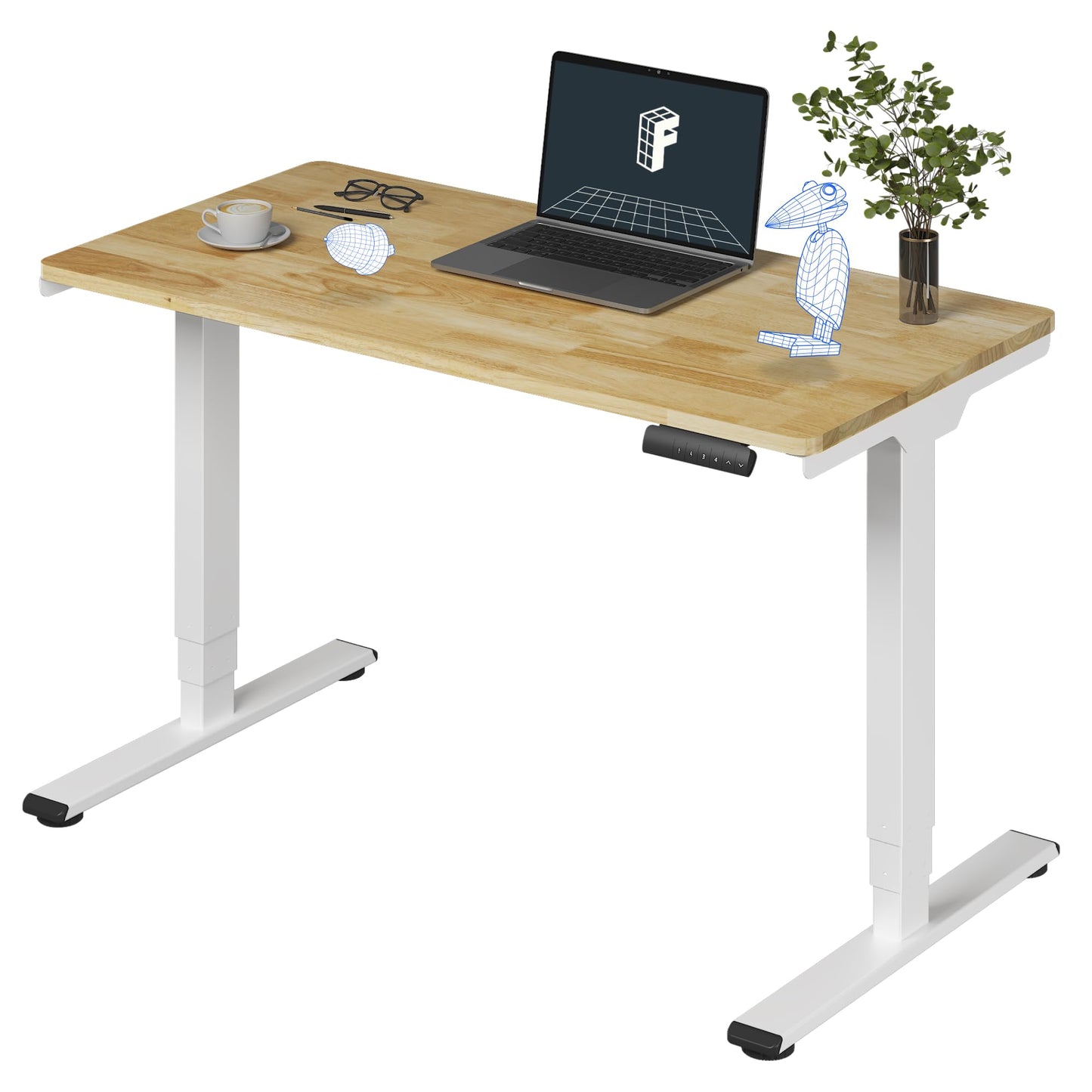Dual Motor Electric Standing Desk with Bamboo Top