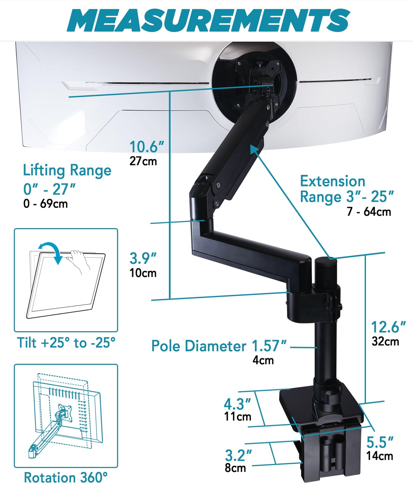 Heavy Duty Ultrawide Monitor Arm Mount