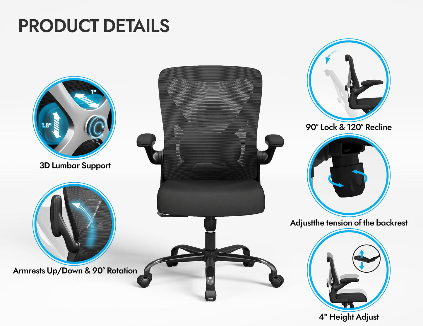 Ergonomic High Back Mesh Office Chair with Lumbar Support