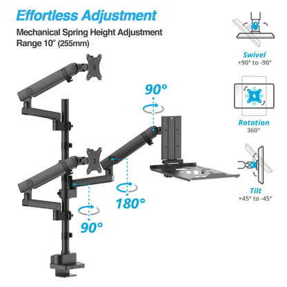 Laptop and Dual Monitor Arm Desk Mount