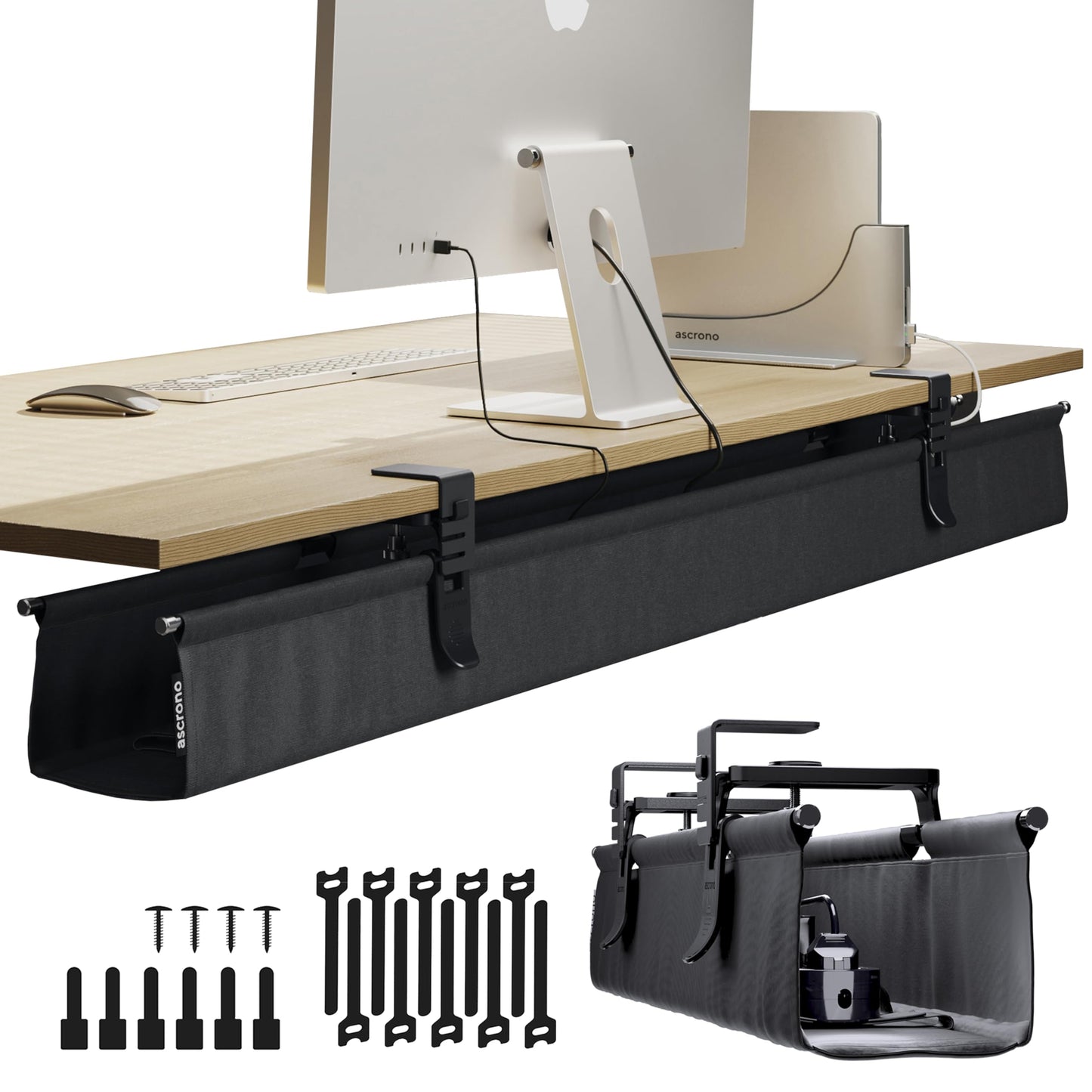 Fabric Under Desk Cable Management Tray Organizer