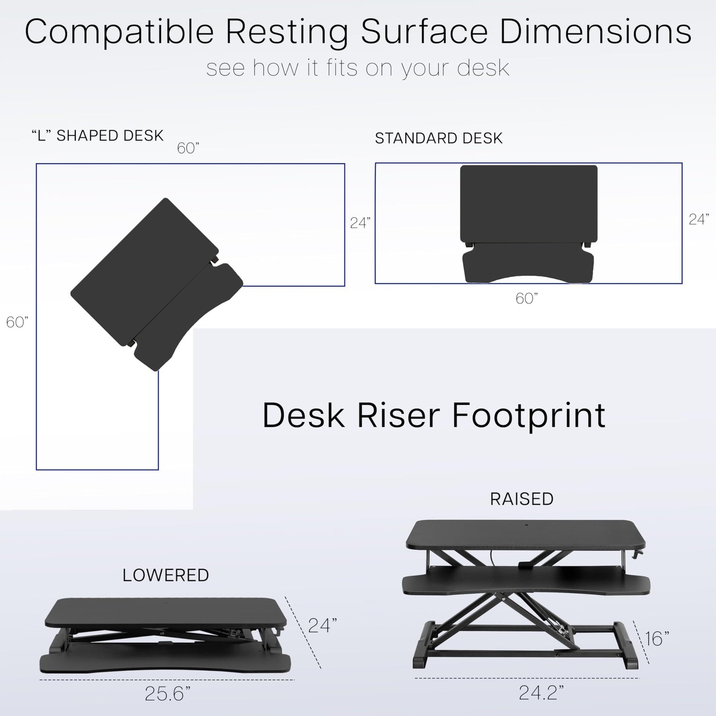 Height Adjustable Desk Converter with Dual Monitor Stand