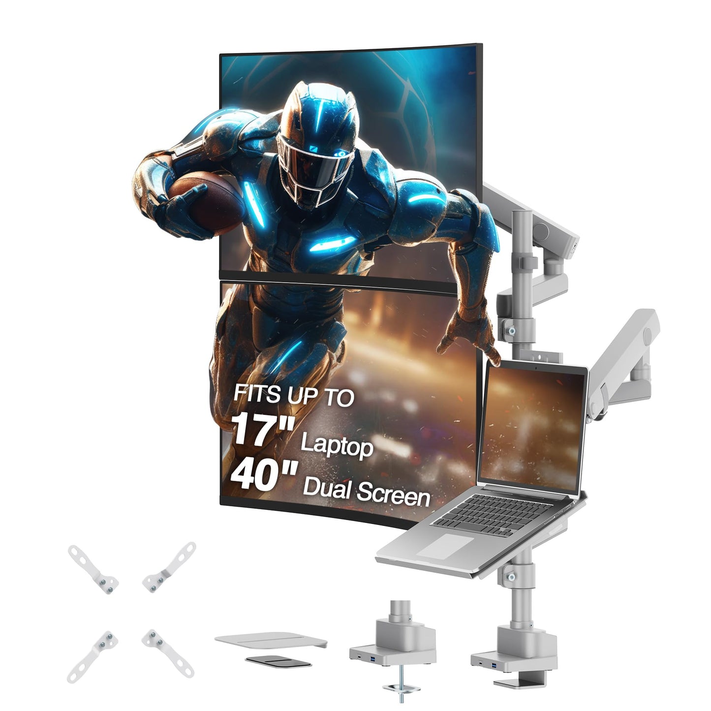 Laptop and Dual Monitor Arm Desk Mount