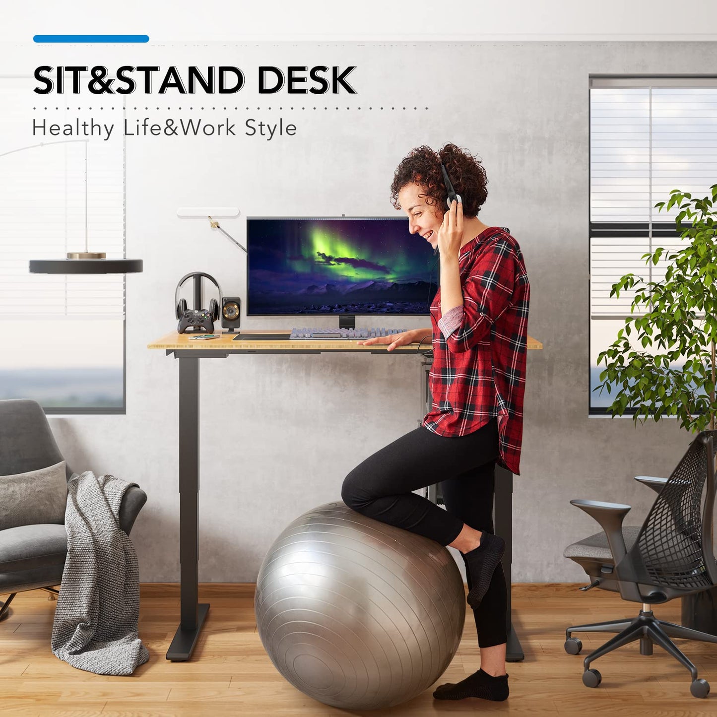 Dual Motor Electric Standing Desk with Bamboo Top