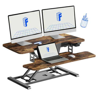 Motorized Standing Desk Riser with Keyboard Tray