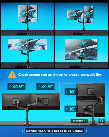 Heavy Duty Ultrawide Dual Monitor Arm Mount