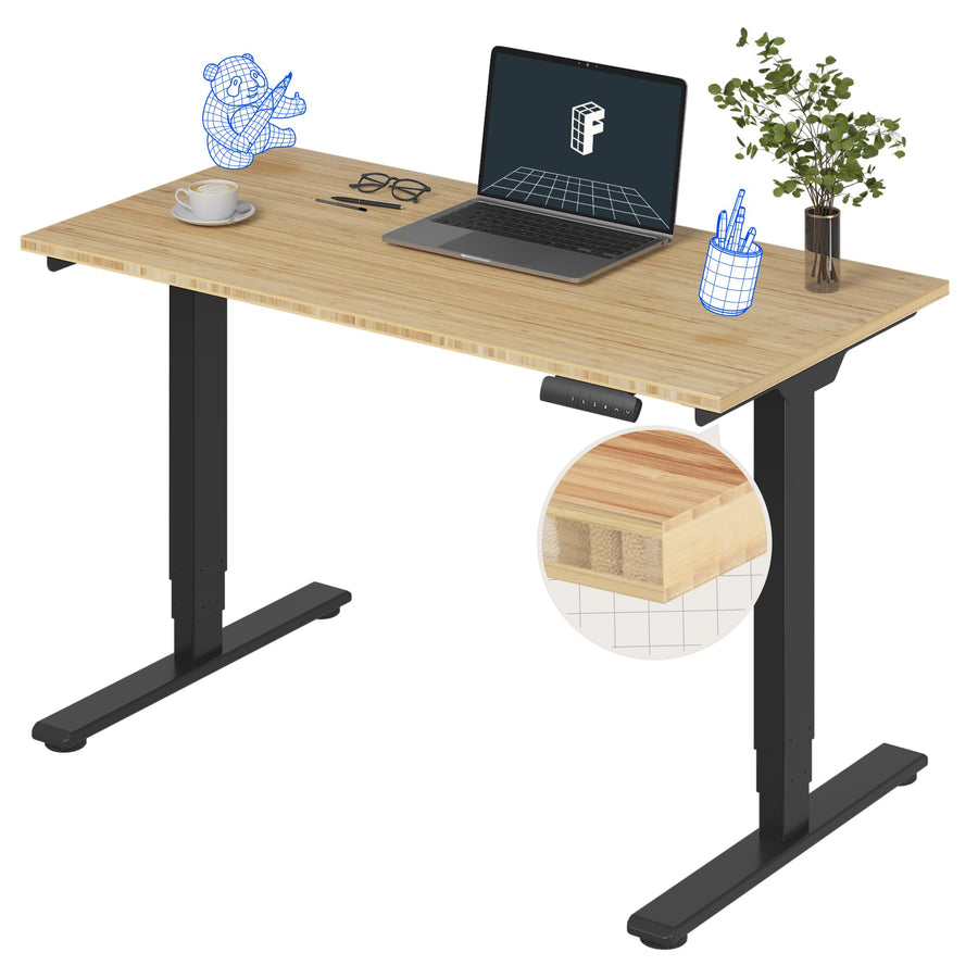 Dual Motor Electric Standing Desk with Bamboo Top