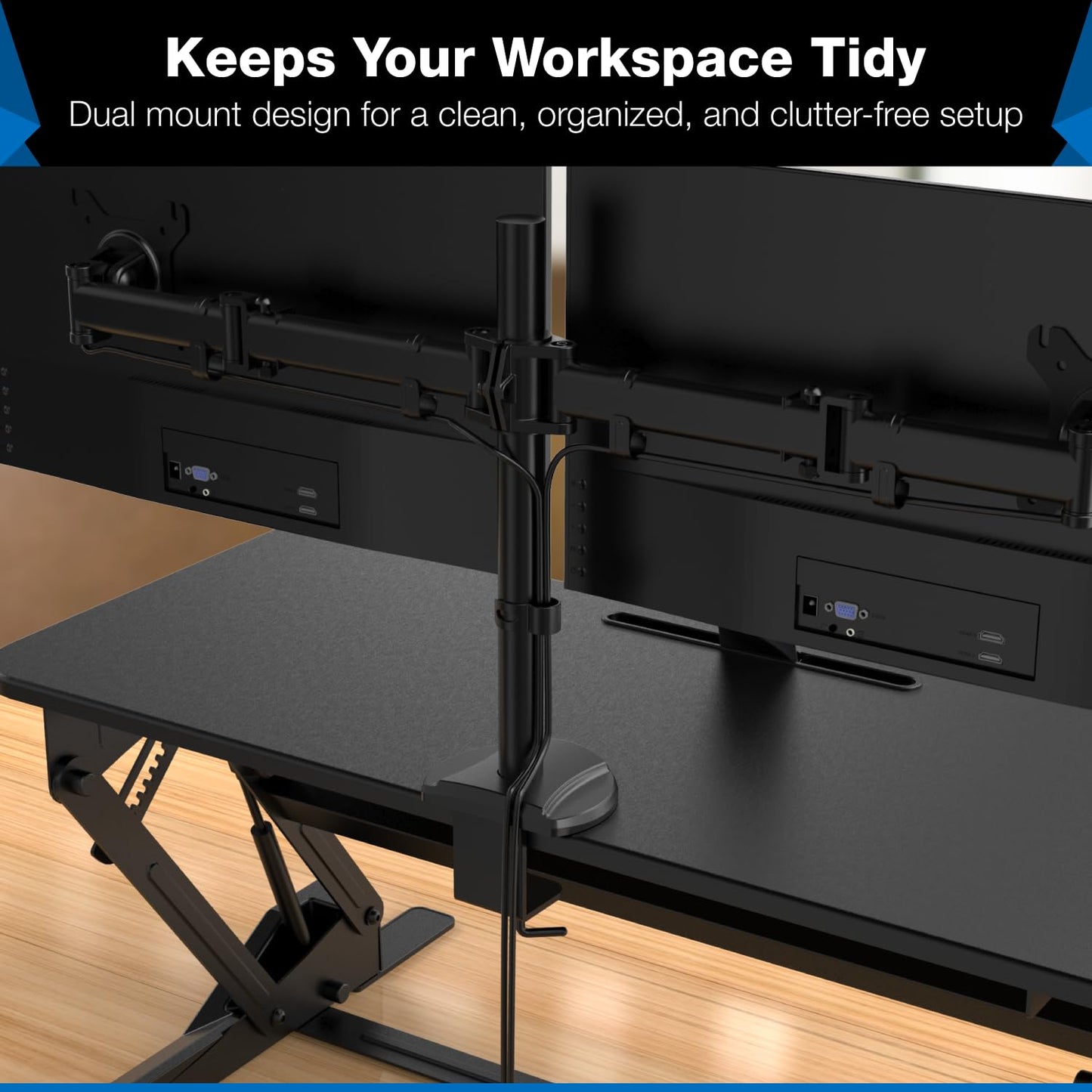 Dual Monitor Standing Desk Converter with Adjustable Lift