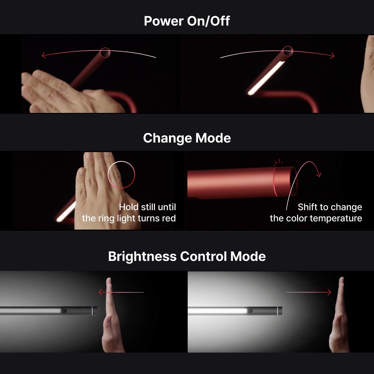 Gesture Control LED Desk Lamp with Adjustable Hinge