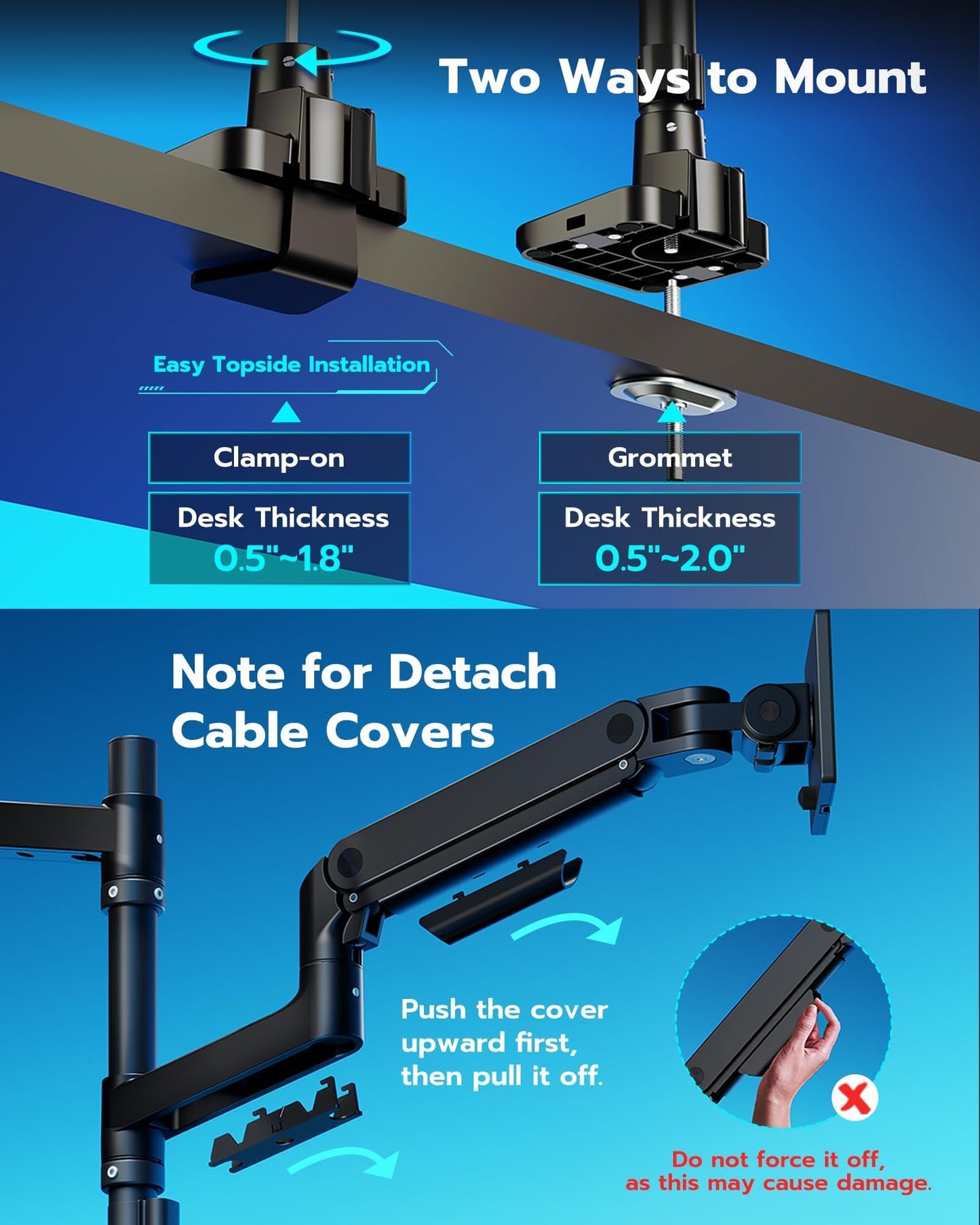 Heavy Duty Ultrawide Dual Monitor Arm Mount