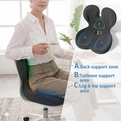 Ergonomic Memory Foam Seat Cushion with Lumbar Support