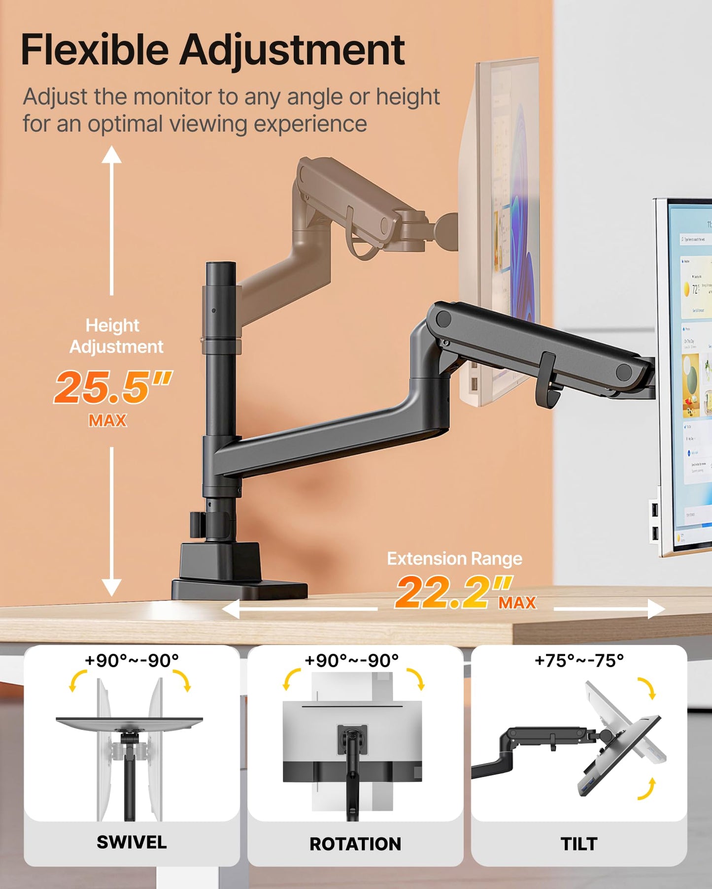Heavy Duty Ultrawide Monitor Arm Desk Mount