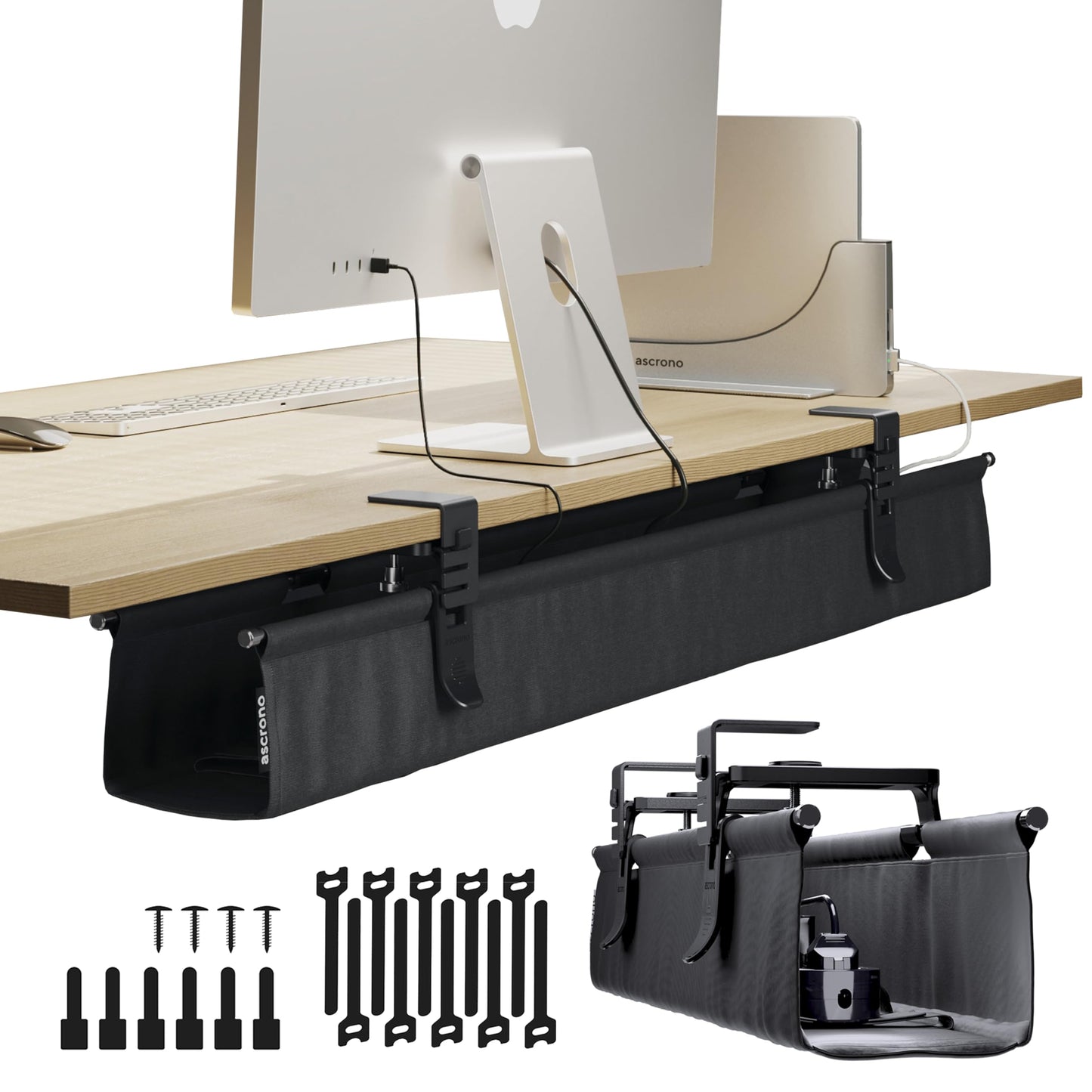 Fabric Under Desk Cable Management Tray Organizer