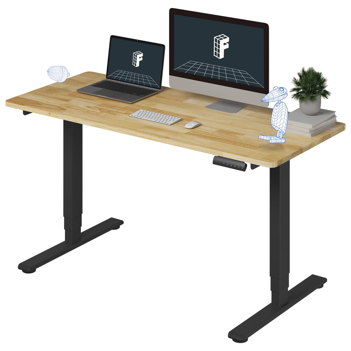 Dual Motor Electric Standing Desk with Bamboo Top