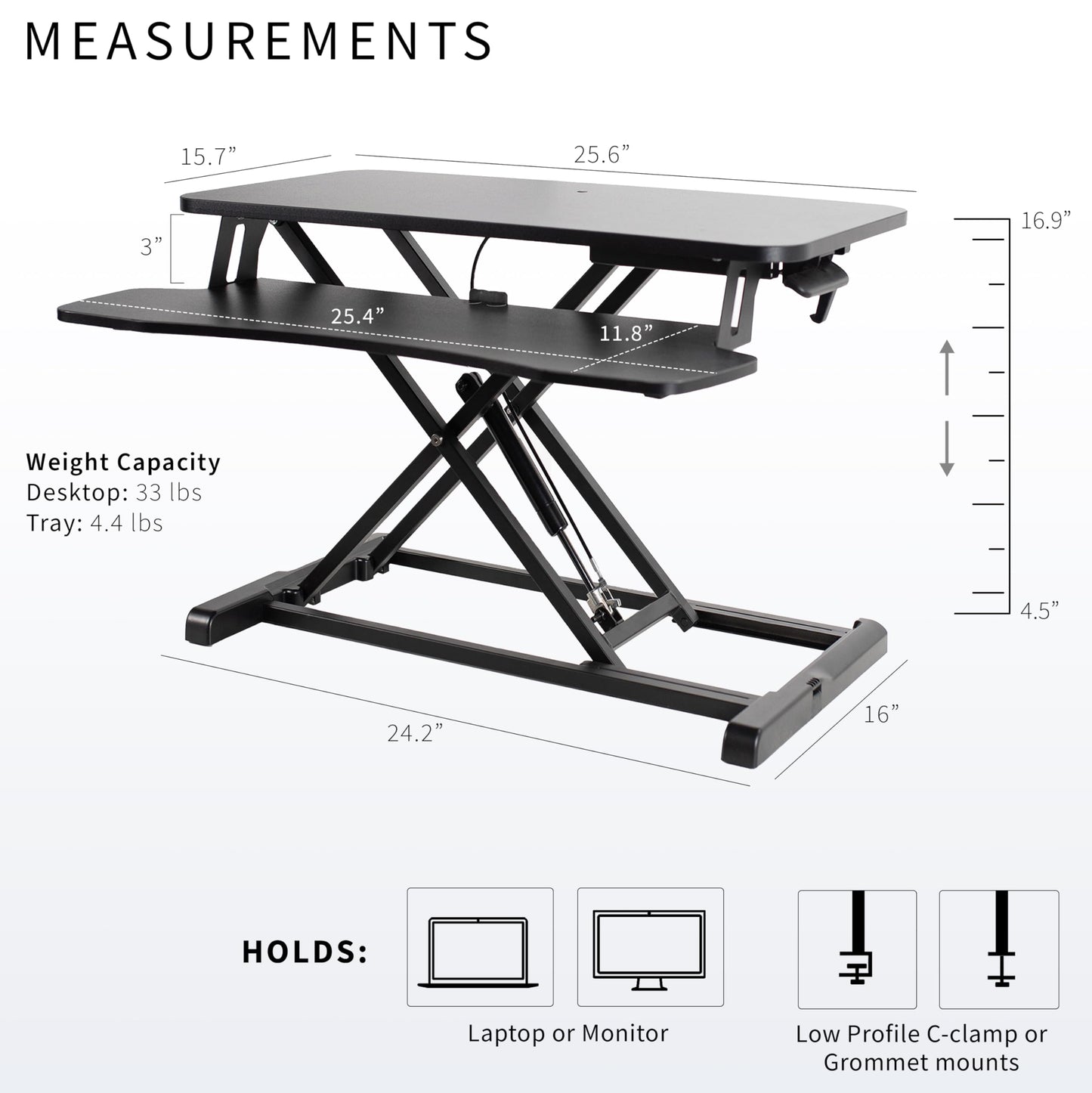 Height Adjustable Desk Converter with Dual Monitor Stand