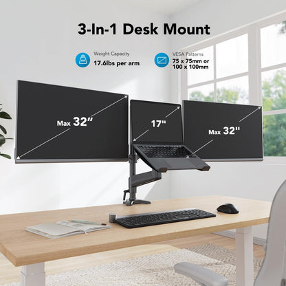 Dual Monitor and Laptop Desk Mount Stand
