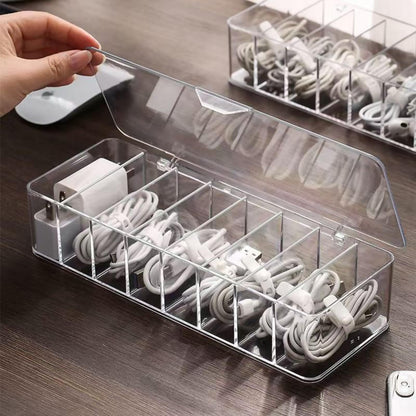 Clear Cable Organizer Box with Compartments