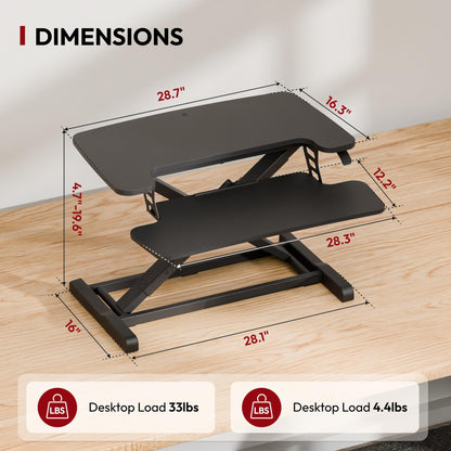Height Adjustable Standing Desk Converter with Keyboard Tray