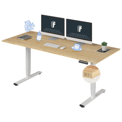 Dual Motor Electric Standing Desk with Bamboo Top