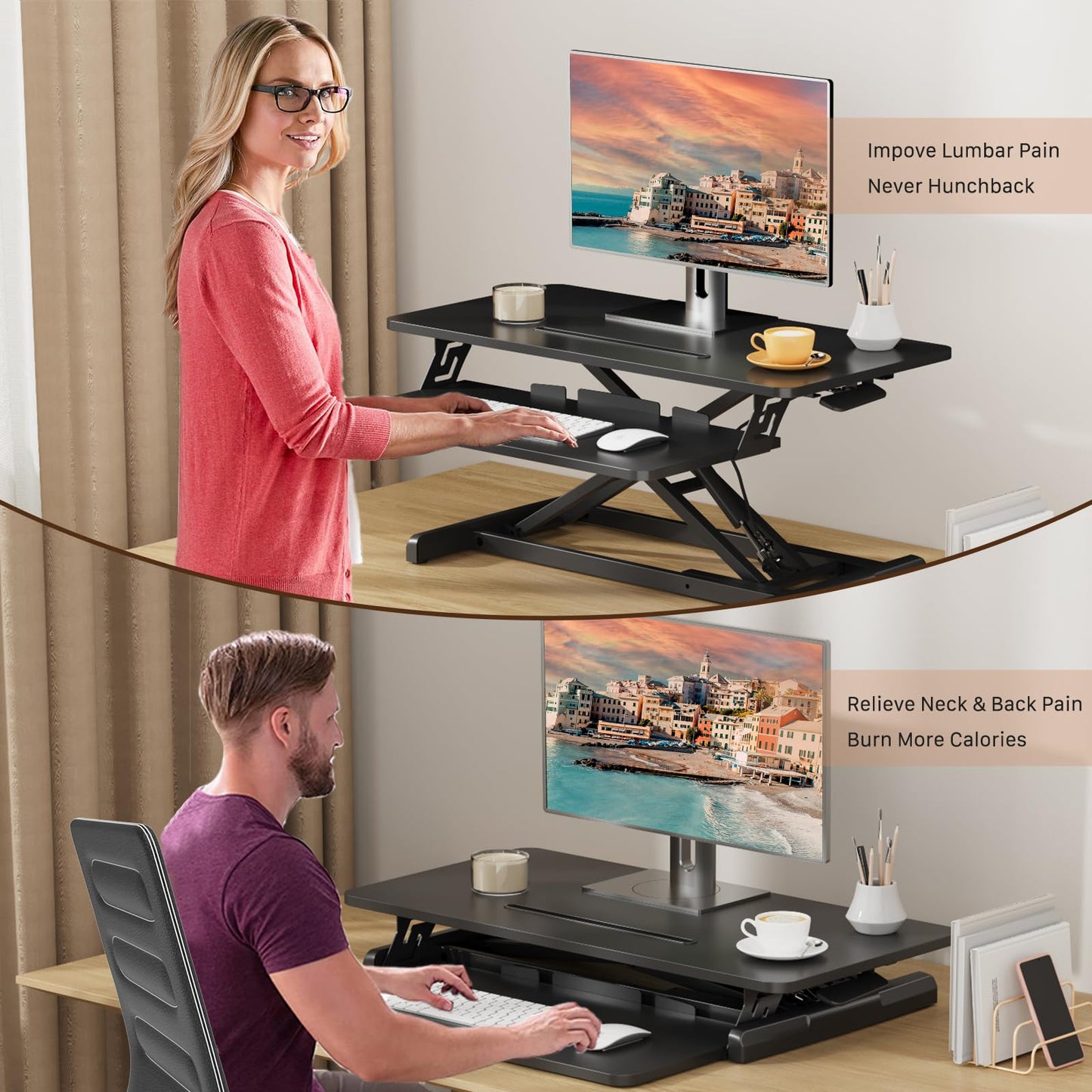 JOY worker Standing Desk Converter with Keyboard Tray