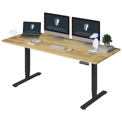 Dual Motor Electric Standing Desk with Bamboo Top