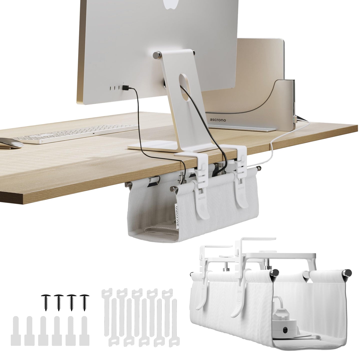 Fabric Under Desk Cable Management Tray Organizer