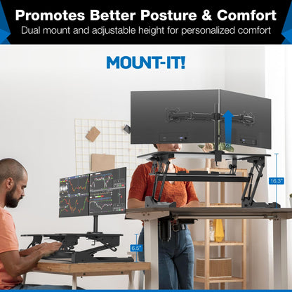 Dual Monitor Standing Desk Converter with Adjustable Lift