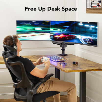 Triple Monitor Arm Desk Mount with Adjustable Stand