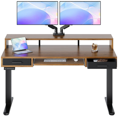 Electric Standing Desk with Drawers and Keyboard Tray