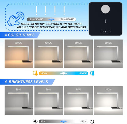 Aluminum LED Desk Lamp for Home Office Workspace