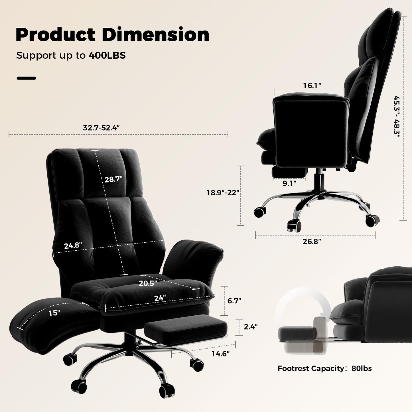 Big and Tall Ergonomic Office Chair with Flip Arms