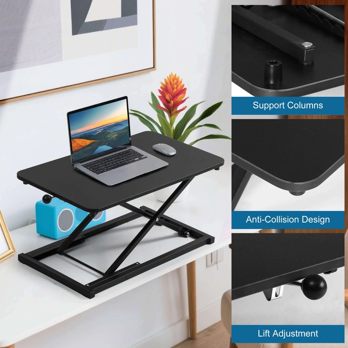 Height Adjustable Standing Desk Converter with Keyboard Riser