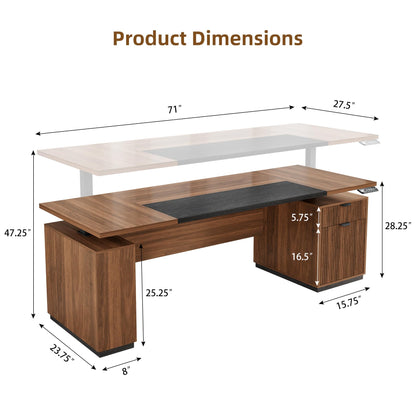 Electric Standing Desk with Storage Drawers and Cabinet